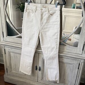 MOTHER SZ 31 The Insider Crop Step Fray Jeans CREAM PUFF